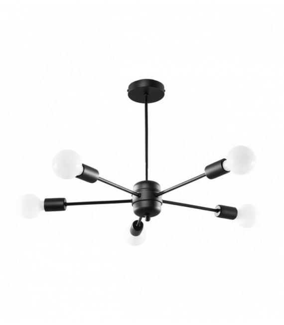 Żyrandol LANGO 5 czarny, nowoczesny - 66x66x46cm Sollux