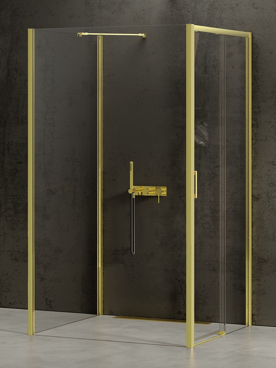 New Trendy Prime Light Gold kabina prysznicowa 120x100 cm prostokątna prawa złoty/szkło przezroczyste K-1179