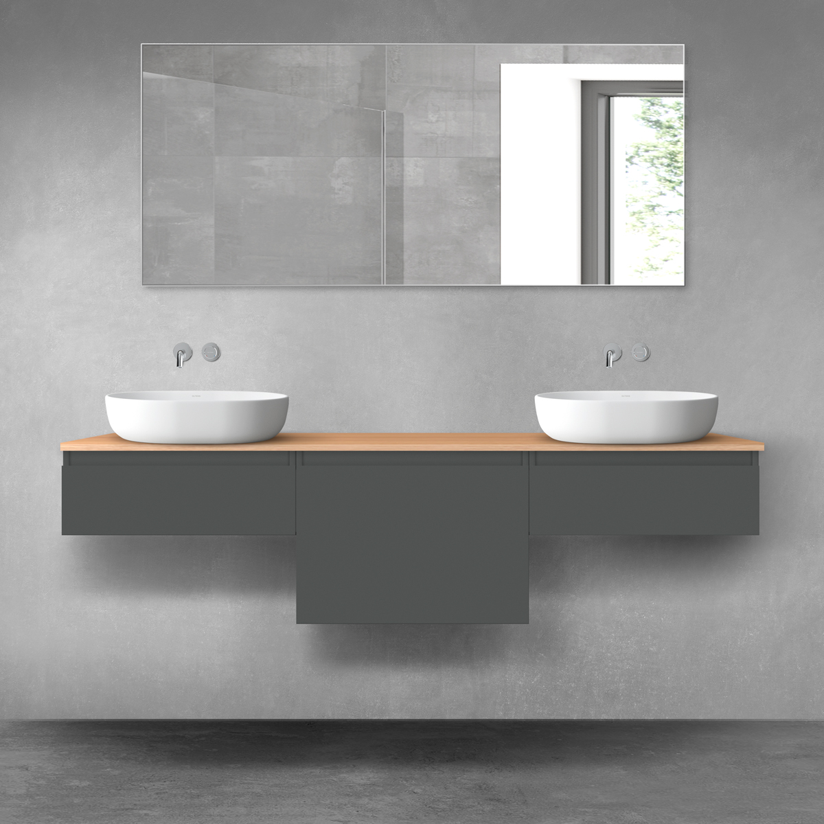 Oltens Vernal zestaw mebli łazienkowych 180 cm z blatem grafit mat/dąb 68495400 - Wysyłka w 24h