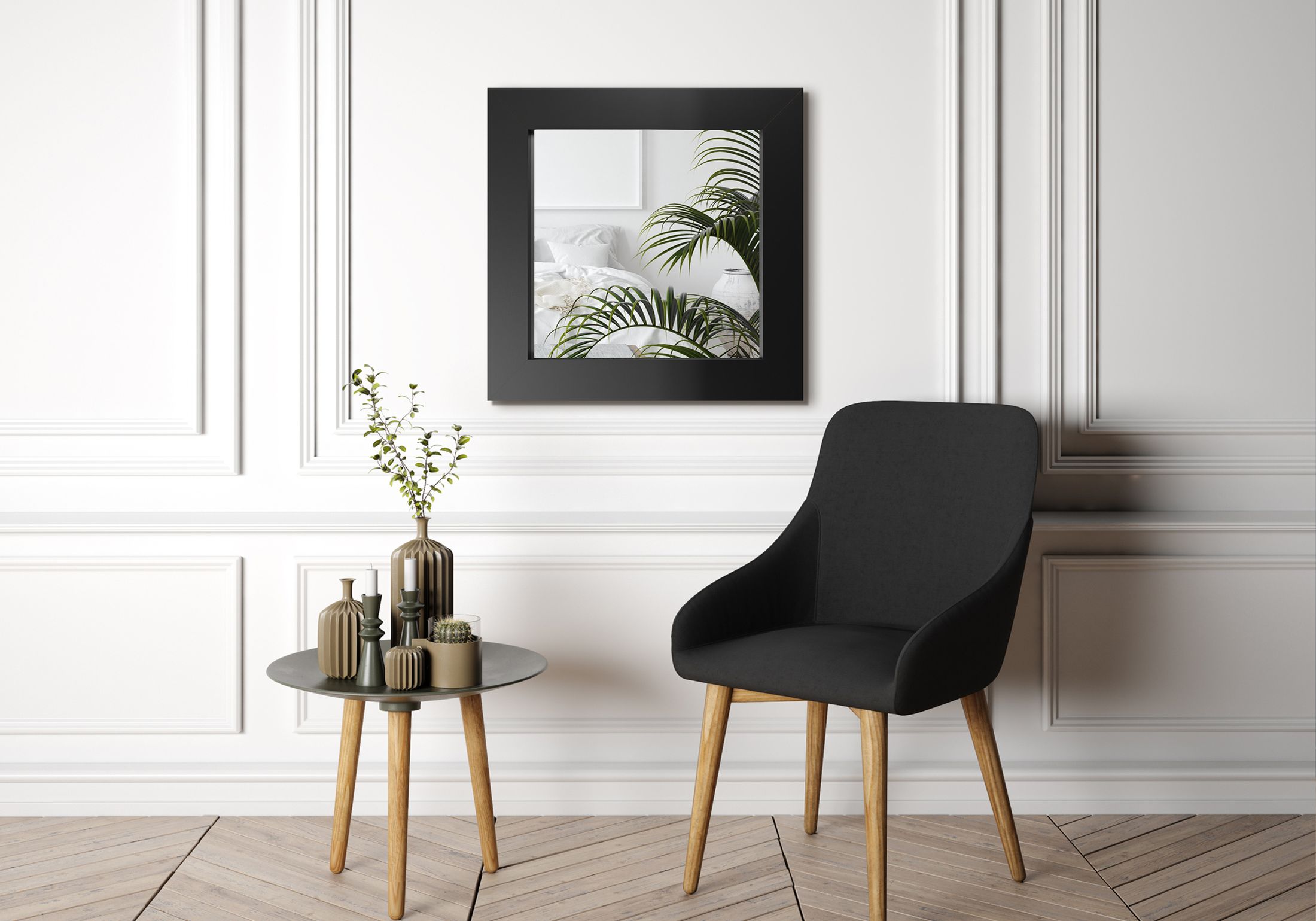Styler Jyvaskyla lustro 60 cm kwadratowe czarne LU-12325