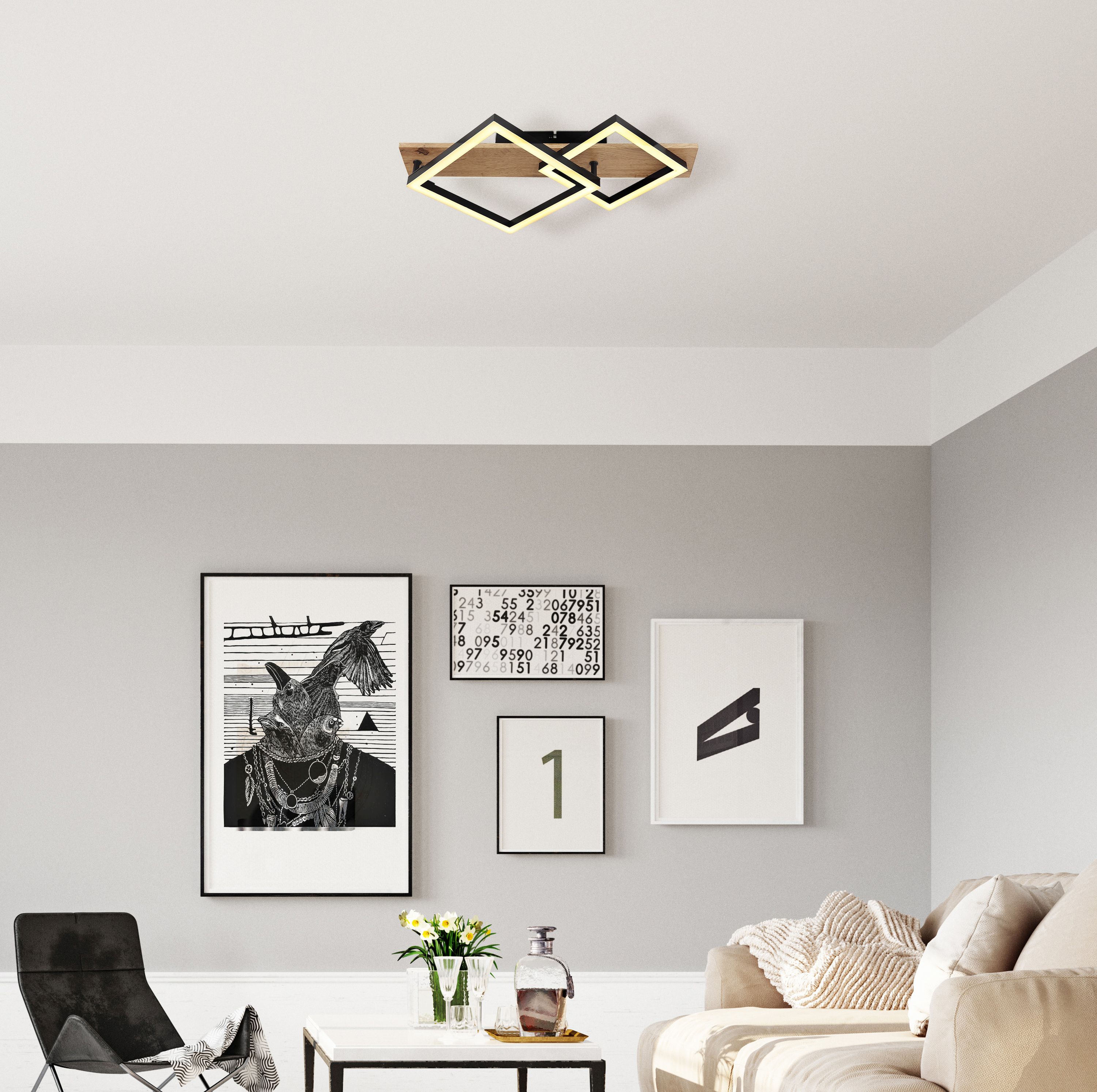 Globo Lighting Beatrix lampa podsufitowa 2x18W czarny mat/drewno 67294D1 - Wysyłka w 24h