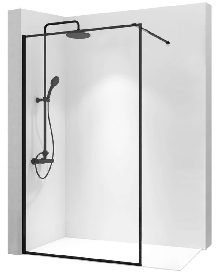 Rea Bler ścianka prysznicowa 70 cm wolnostojąca czarny półmat/szkło przezroczyste REA-K7636 - Wysyłka w 24h