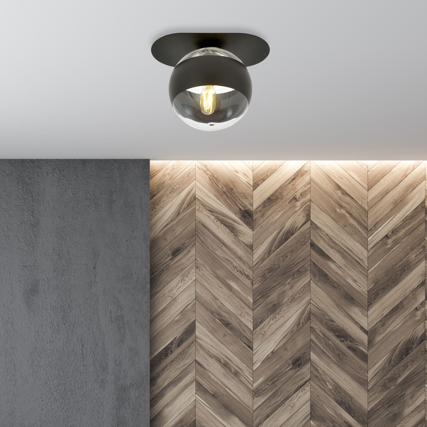 Emibig Plaza Stripe lampa podsufitowa 1x10 W czarna-przezroczysta 1121/1