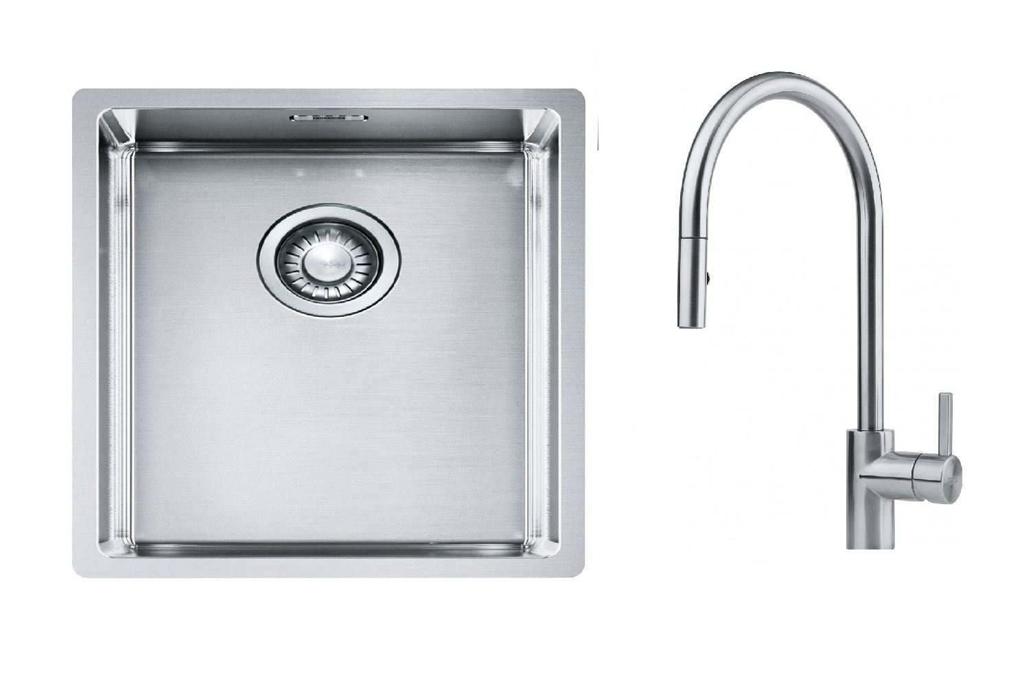 Franke Box BXX 210/110-34 zlewozmywak 38x45 cm stalowy z baterią kuchenną Eos stal szlachetna (1270453653, 1150590045)