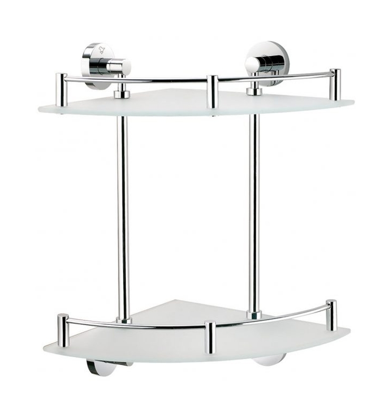 Stella Classic półka narożna podwójna 27 cm szkło mat/chrom 07.872