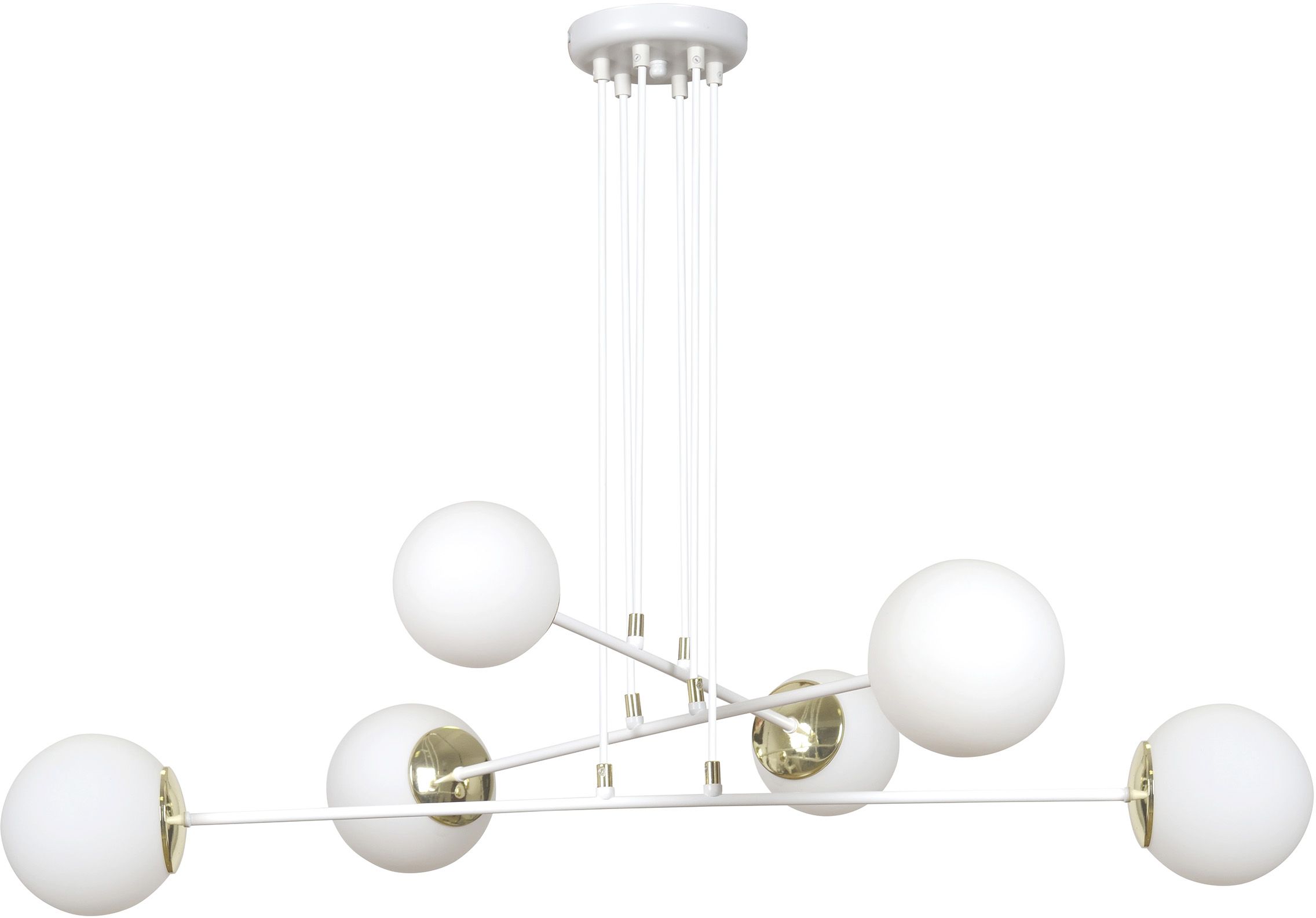 Emibig Ognis lampa wisząca 6x10 W biała-złota-mleczna 967/6