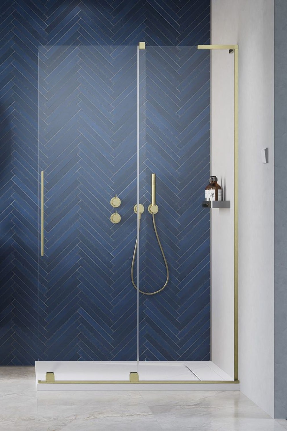 Radaway Furo SL Brushed Gold Walk-In drzwi prysznicowe 120 cm prawe złoty szczotkowany/szkło przezroczyste 10306638-99-01R/10110594-01-01