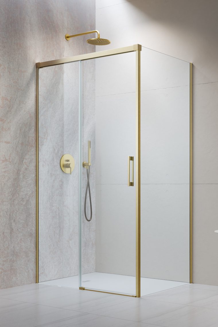 Radaway Idea Brushed Gold S1 ścianka prysznicowa 80 cm złoty szczotkowany/szkło przezroczyste 387051-99-01R