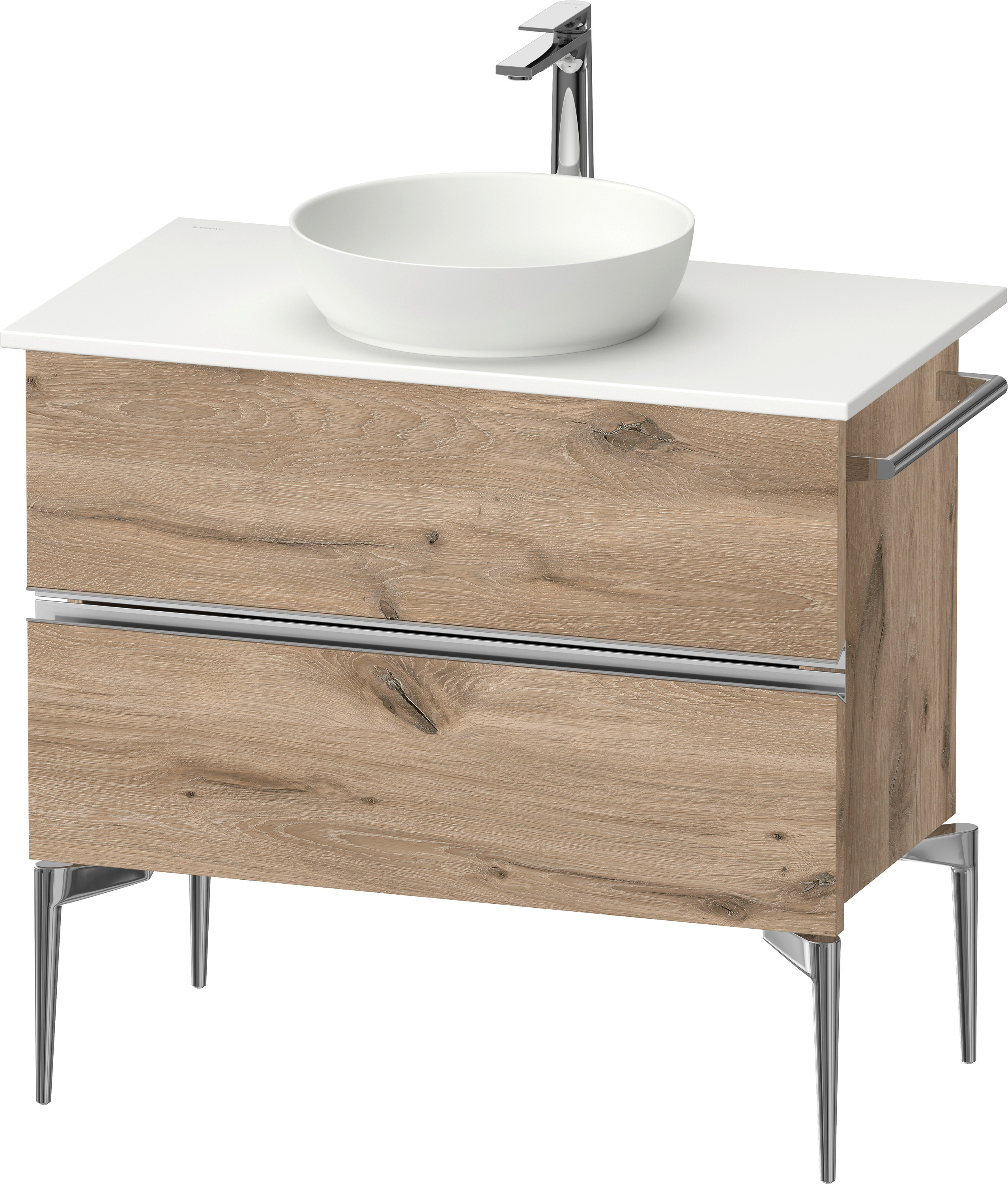 Duravit Sivida szafka 84,5x47,5x54,8 cm podumywalkowa wisząca dąb-chrom SV4658010550000