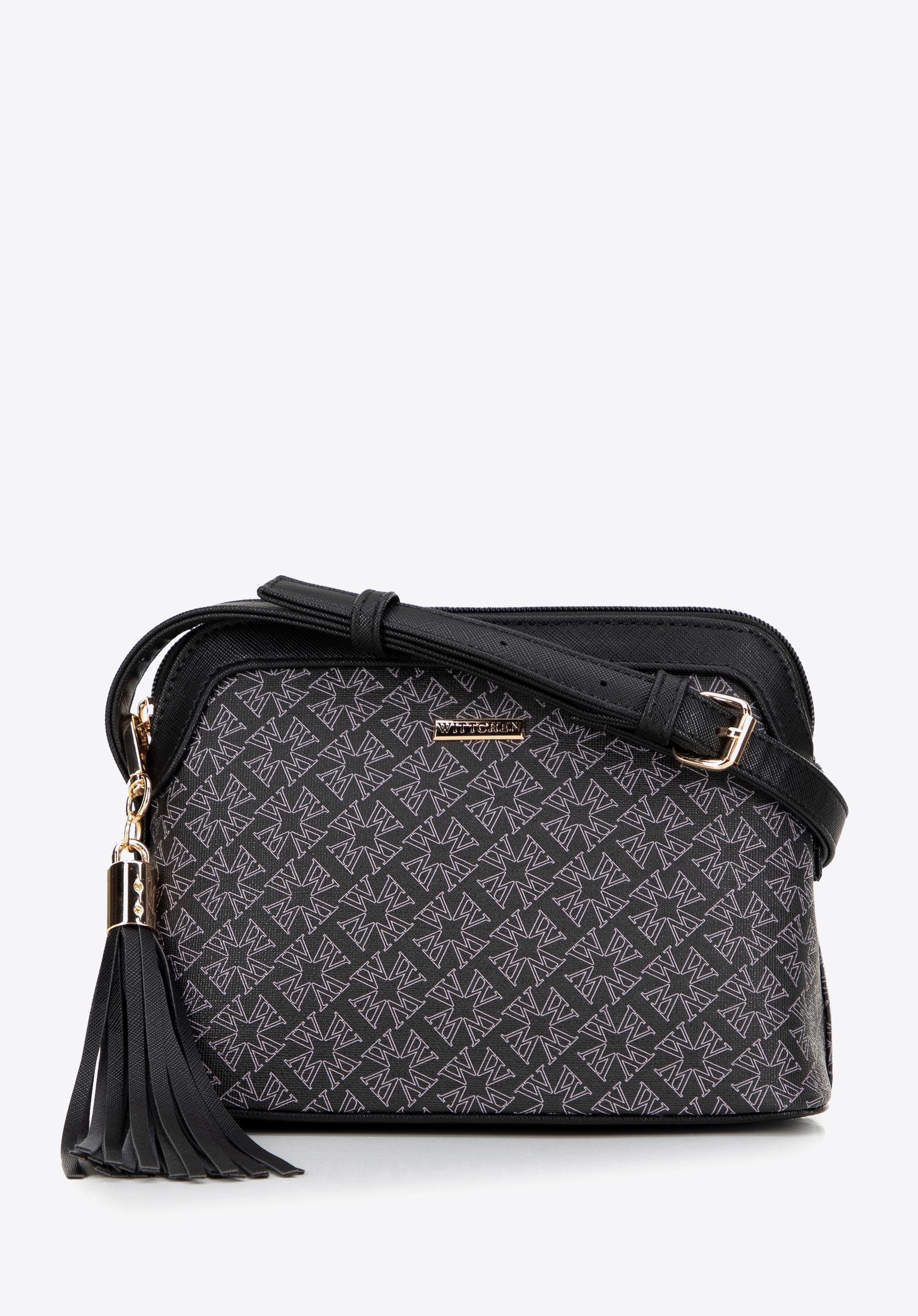 Damska crossbody z ekoskóry w monogram czarna