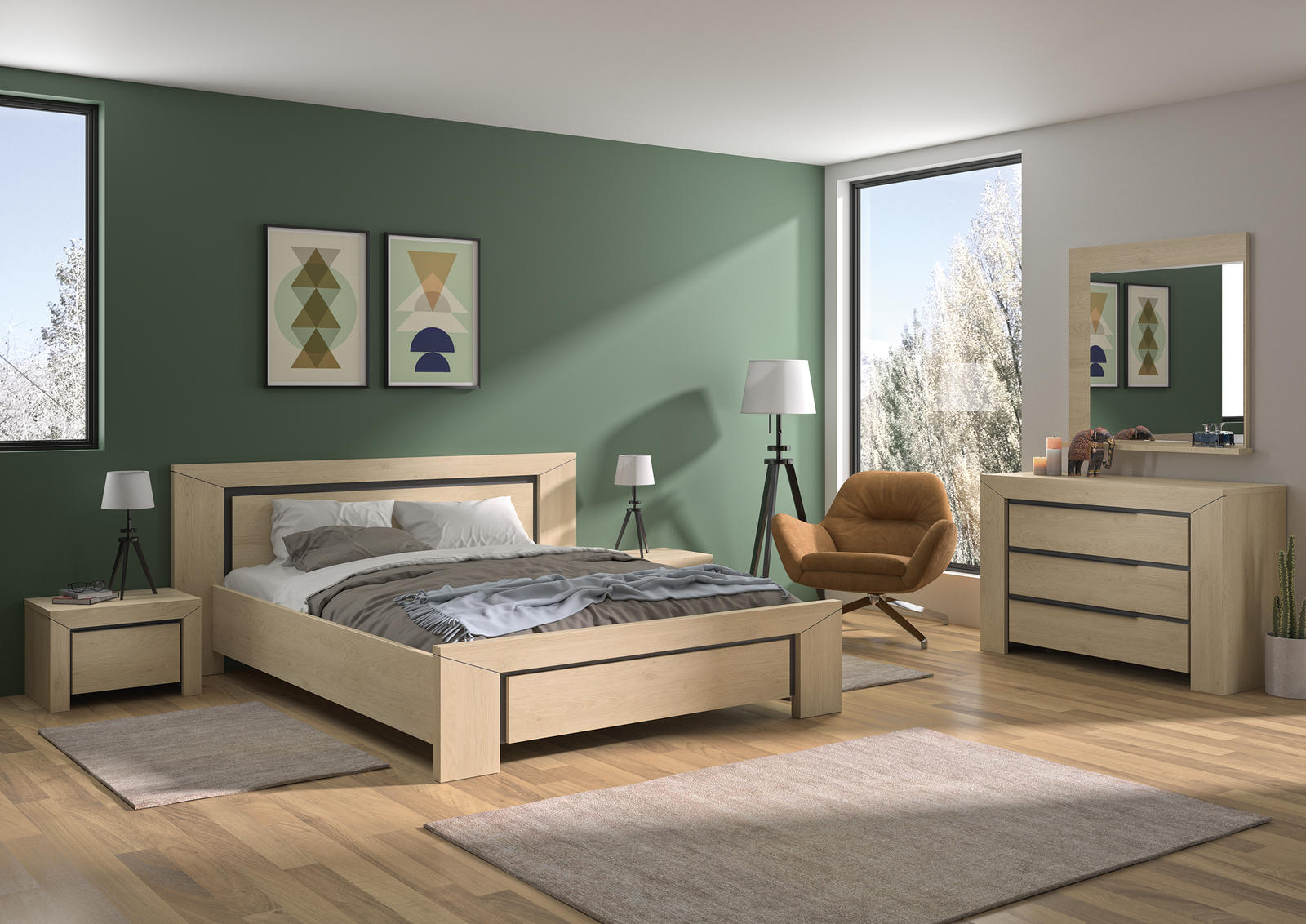 Sypialnie w naturalnym zestawie Brugge
