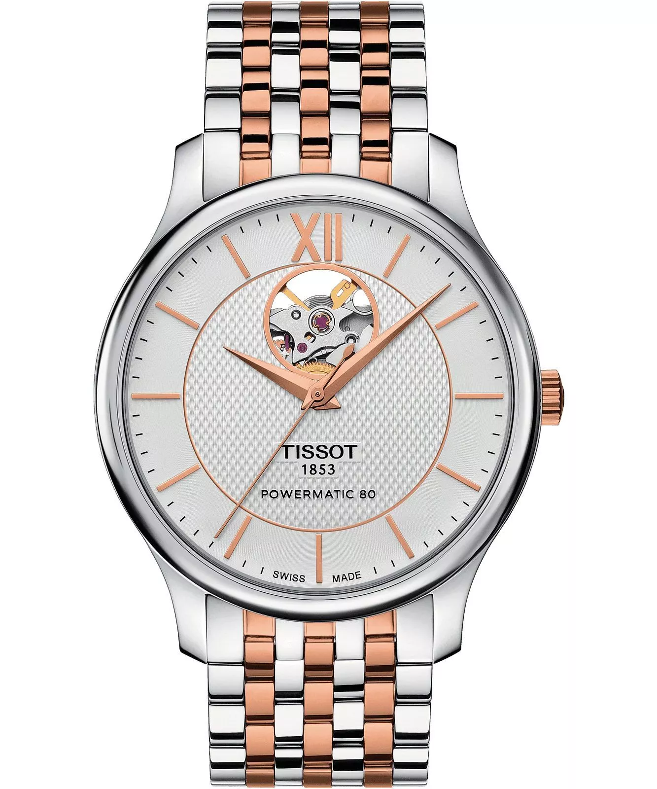 Zegarek męski Tissot Tradition Powermatic 80 Open Heart T0639072203801