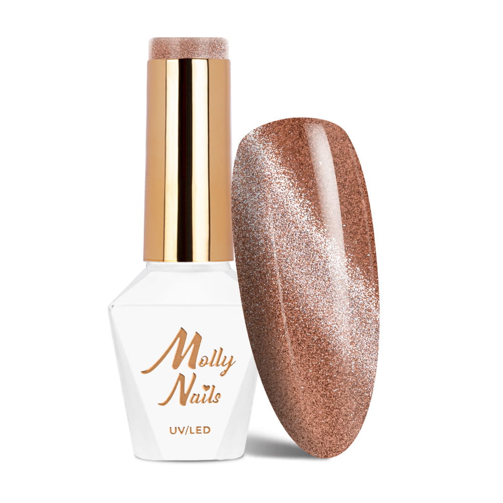 Magnetyczny lakier hybrydowy z efektem kociego oka Cat Eye Womanity Wood Molly Nails HEMA/Di-HEMA Free 8g Nr 445