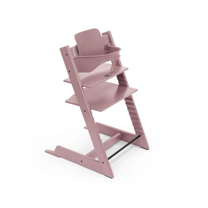 Stokke Tripp Trapp + zestaw Baby Set + tacka - rosnące krzesełko do karmienia z akcesoriami-Heather Mauve-Black