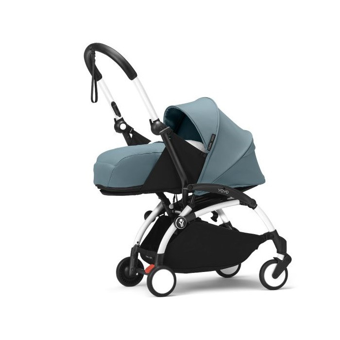 Stokke Yoyo 3 - wózek spacerowy z zestawem dla noworodków-Aqua/ Biała rama