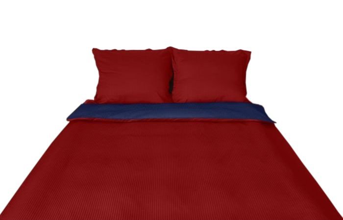 POSCIEL BAWEŁNA 160x200 jednobarwna (granatowo-bordowa) w PASKI wz. E03