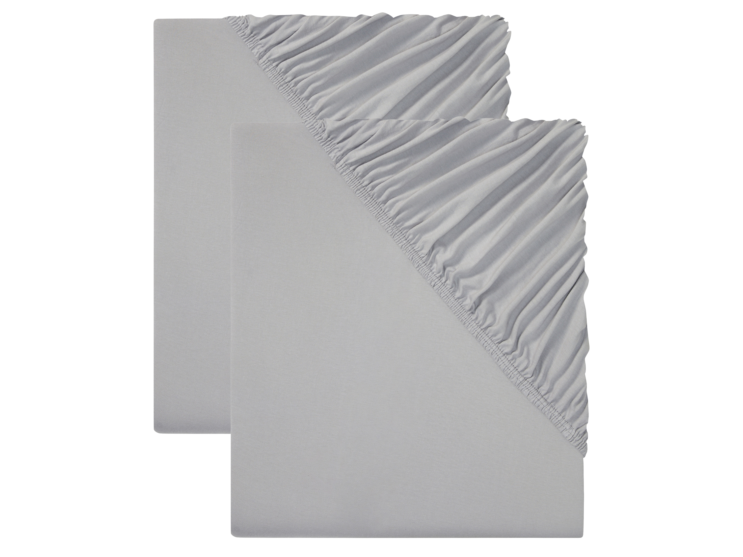 Livarno home Komplet prześcieradeł z dżerseju z gumką, 90-100 x 200 cm Jasnoszary