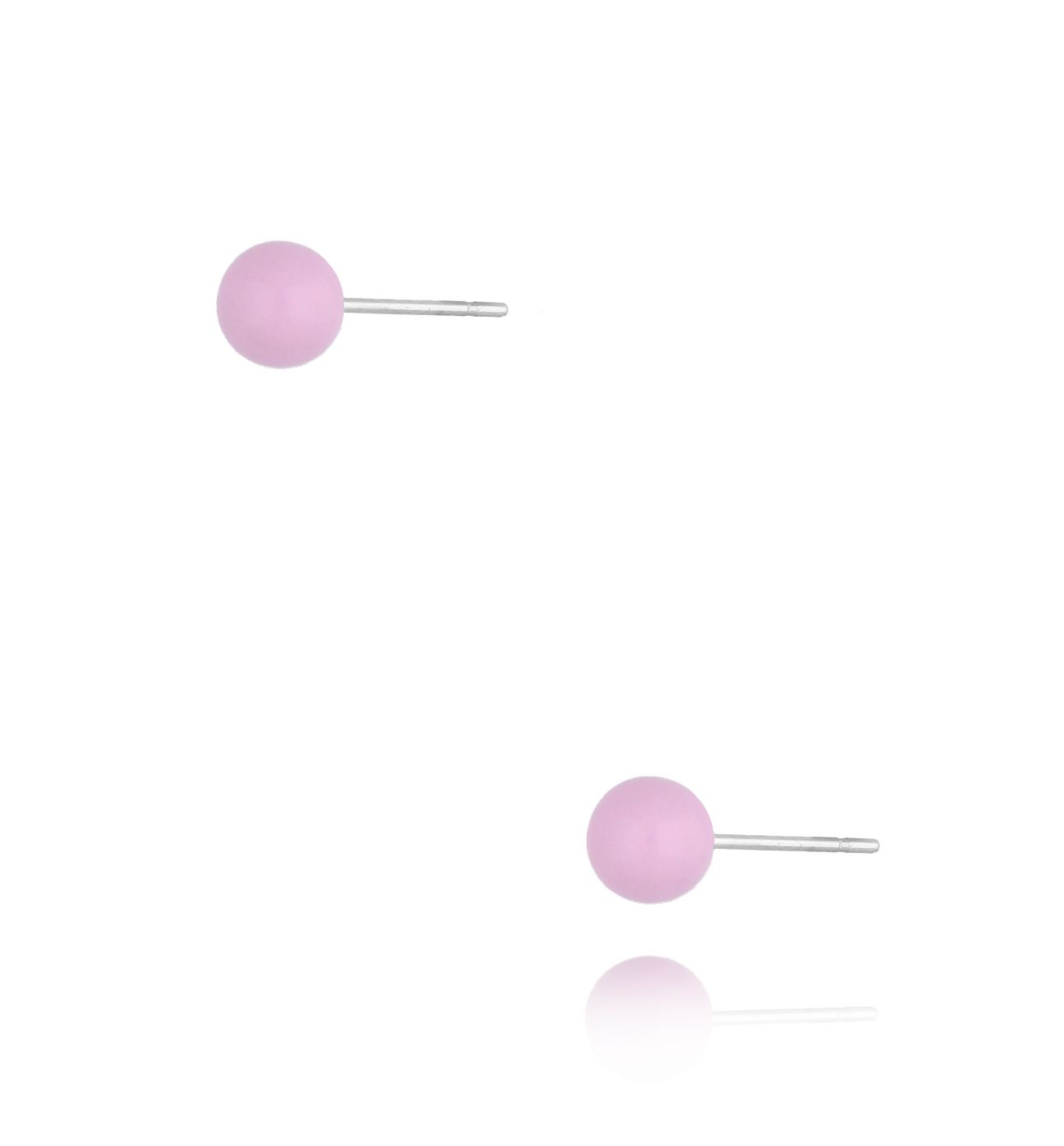 Kolczyki kulki z liliową emalią 5 mm Enamel Balls KSA1713