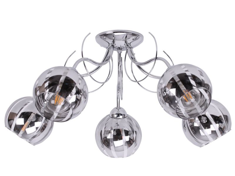 Lampa sufitowa wisząca Light Home LH Eliza Chrom 5x E27 60W klosz srebrny 1szt.