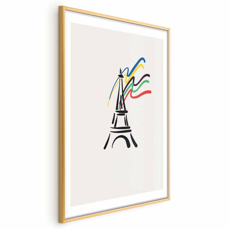 Plakat Artgeist Wieża Eiffla i kolory 40x60 cm z ramą złotą 1 szt
