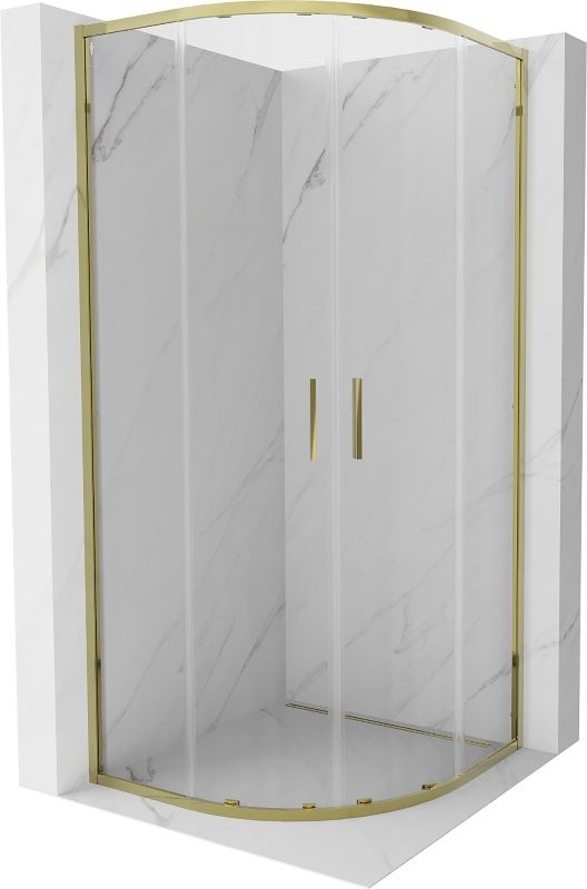 Kabina prysznicowa Mexen Exo półokrągła rozsuwana 90 x 90 cm transparent złota 1 szt.