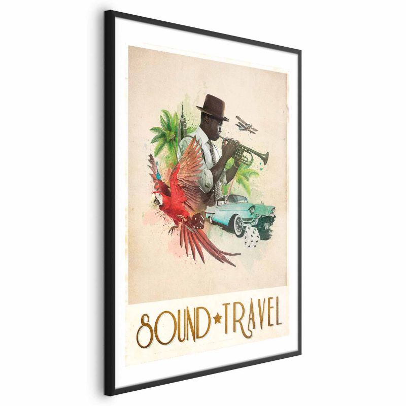 Plakat Artgeist Sound Travel 40x60 cm z ramą czarną 1 szt