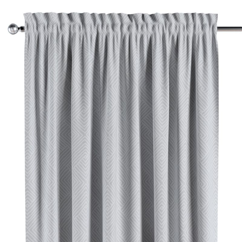 Zasłona na kanale z grzywką 1 szt. 130 x 245 cm Dekoria szaro-białe wzory geometryczne 1 szt.