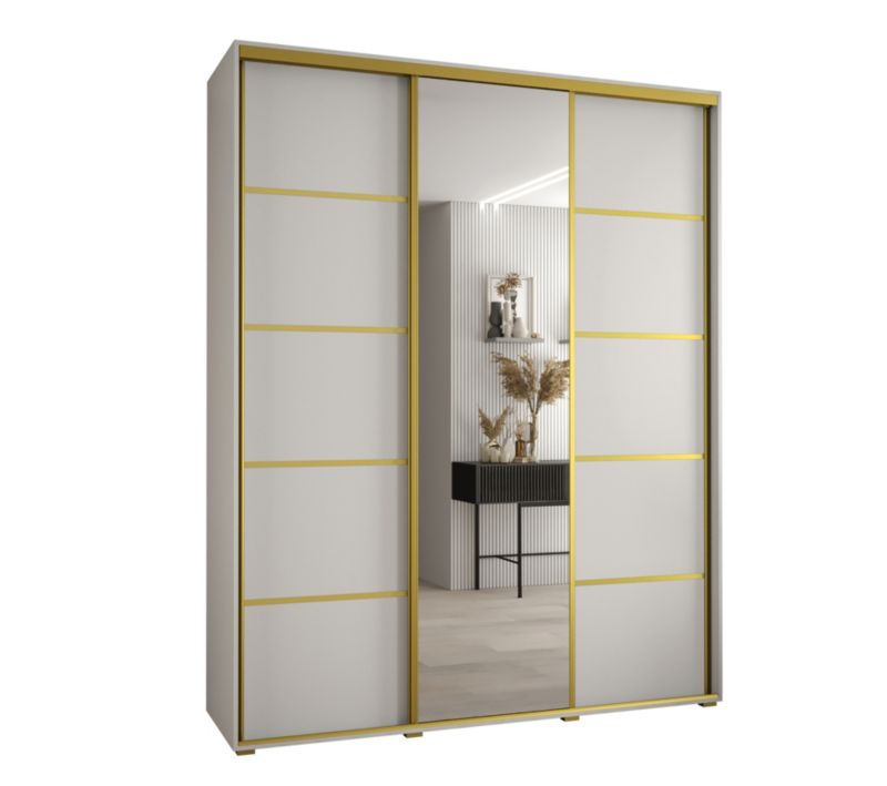 Szafa przesuwna Abiks DAVOS 5 wysoka szer.190cm gł.60cm biały/biały/złoty 1szt.