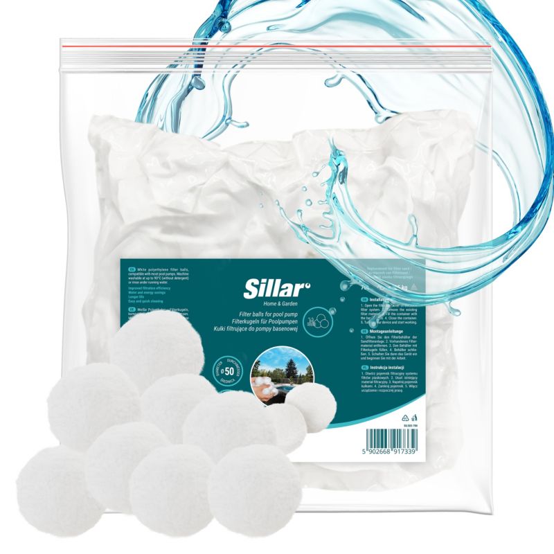 Kulki filtracyjne, Sillar, do basenu, pompy piaskowej, wielokrotnego użytku, 700g, białe, 1szt