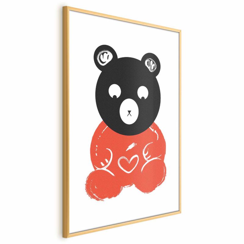 Plakat Artgeist Zamyślony miś 21x30 cm z ramą złotą 1 szt