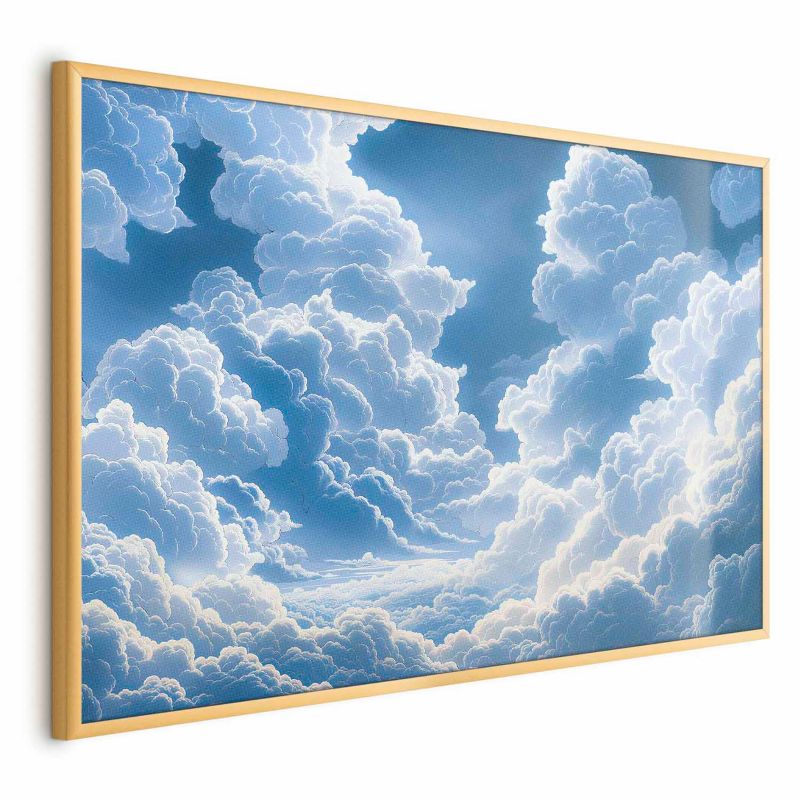 Plakat Artgeist Niebo i puchate chmury 90x60 cm z ramą złotą 1 szt