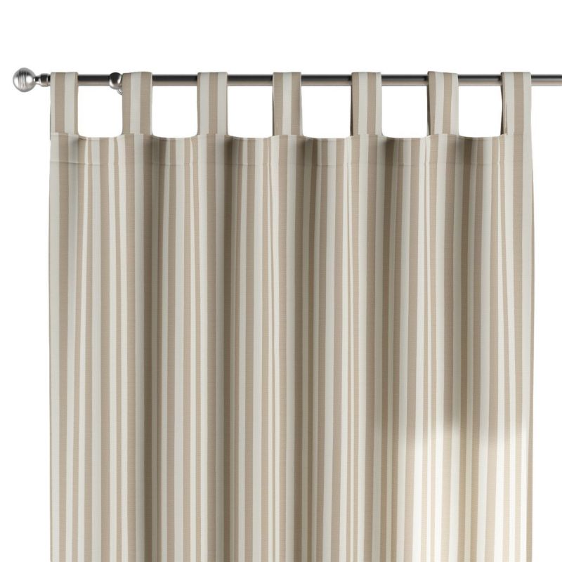 Zasłona na szelkach 1 szt. 130 x 245 cm Dekoria beżowo-białe pasy (1,5cm) 1 szt.