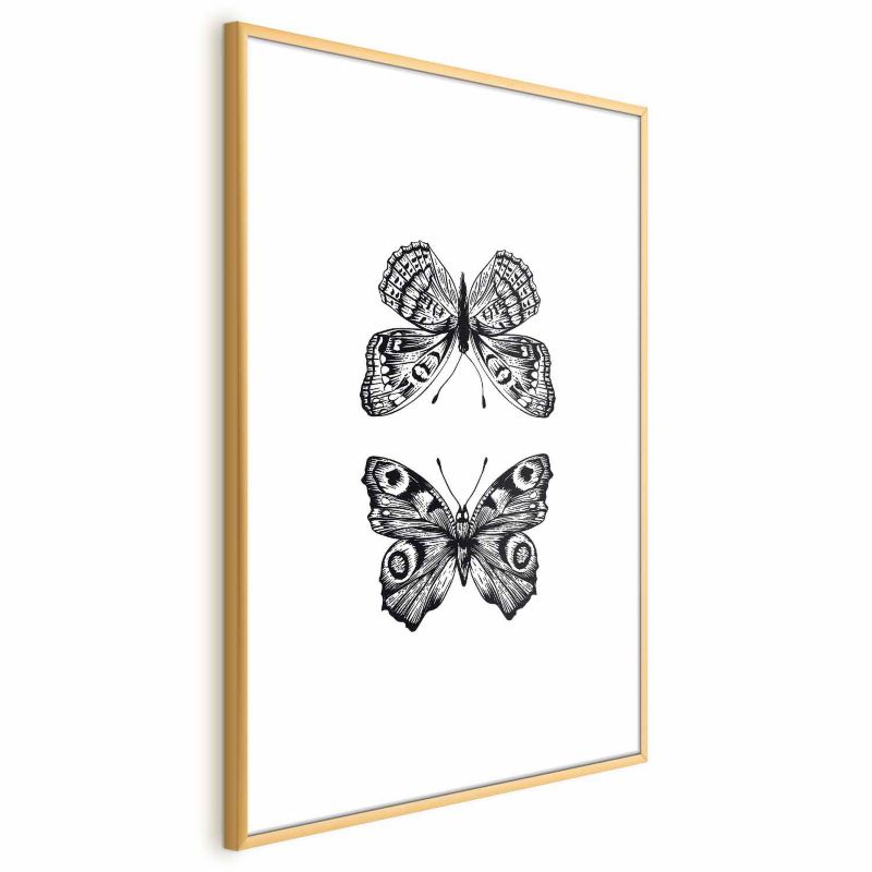 Plakat Artgeist Dwa motyle 40x60 cm z ramą złotą 1 szt