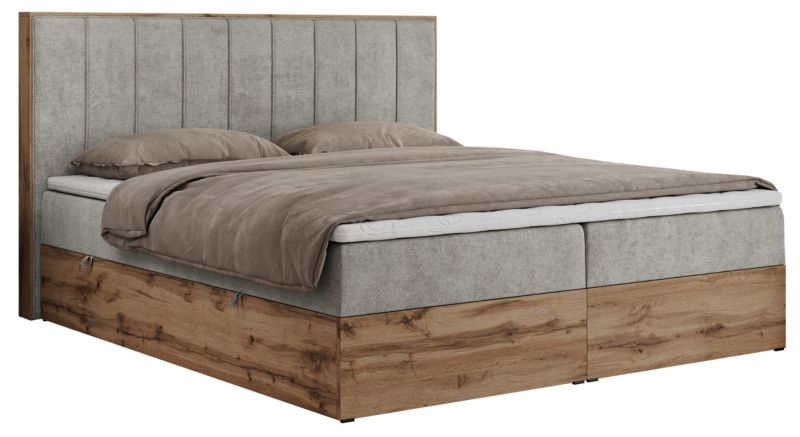 Łóżko kontynentalne MKS Meble BELLISSIMO 180x200 H4 jasnoszary struktura 1szt.