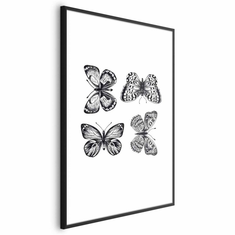 Plakat Artgeist Cztery motyle 21x30 cm z ramą czarną 1 szt