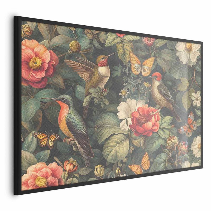Plakat Artgeist Kwiaty i motyle 90x60 cm z ramą czarną 1 szt