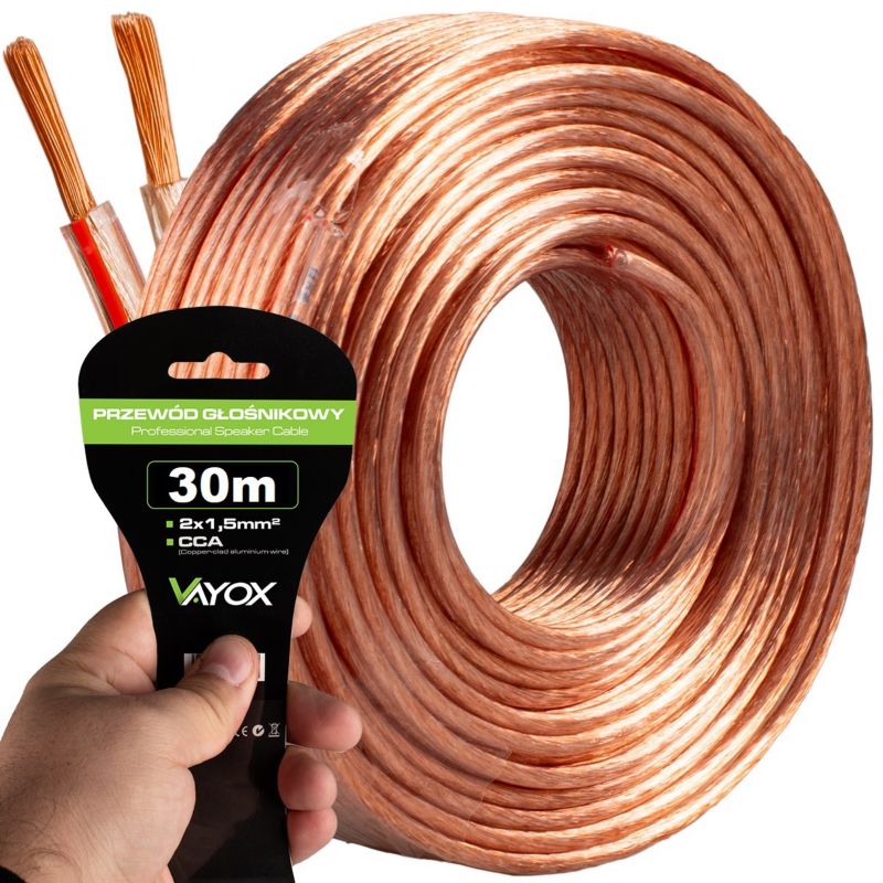 Kabel głośnikowy Vayox VA0222-30 2x1,5mm2 CCA 30m 1szt.