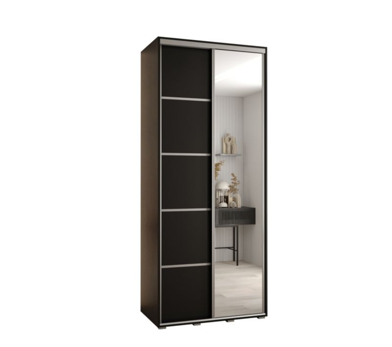 Szafa przesuwna Abiks DAVOS 5 wysoka szer.120cm gł.45cm czarny/czarny/srebrny 1szt.