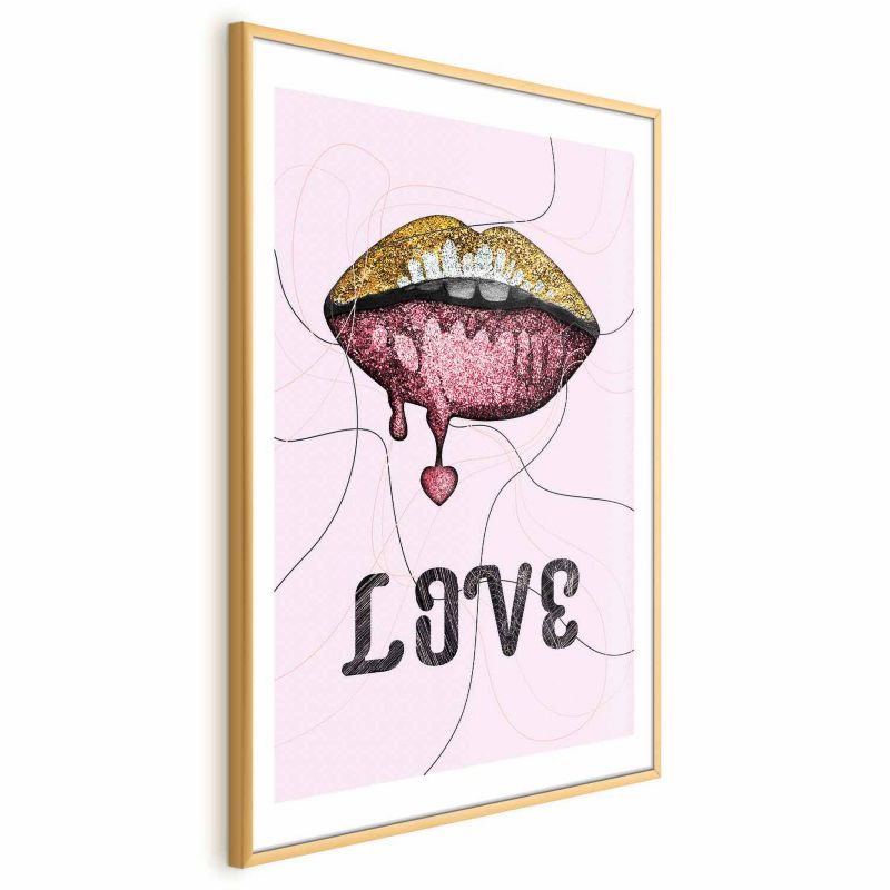 Plakat Artgeist Płynne usta 40x60 cm z ramą złotą 1 szt