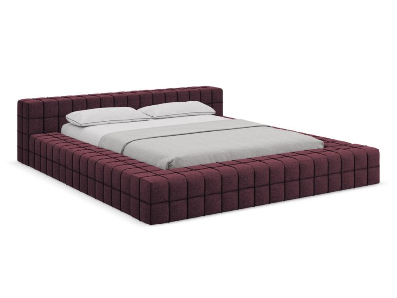 Łóżko Makamii Akela z tkaniny szenilowej 160x200 bordo 1 szt.
