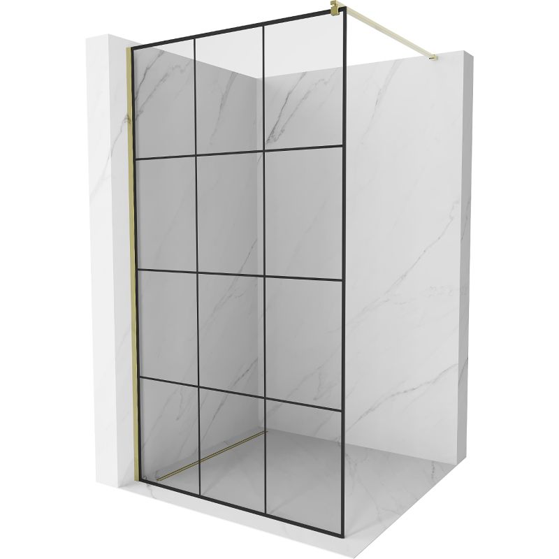 Ścianka prysznicowa Mexen Kioto czarny wzór złoty 100x200 cm 800-100-101-50-77 1 szt.