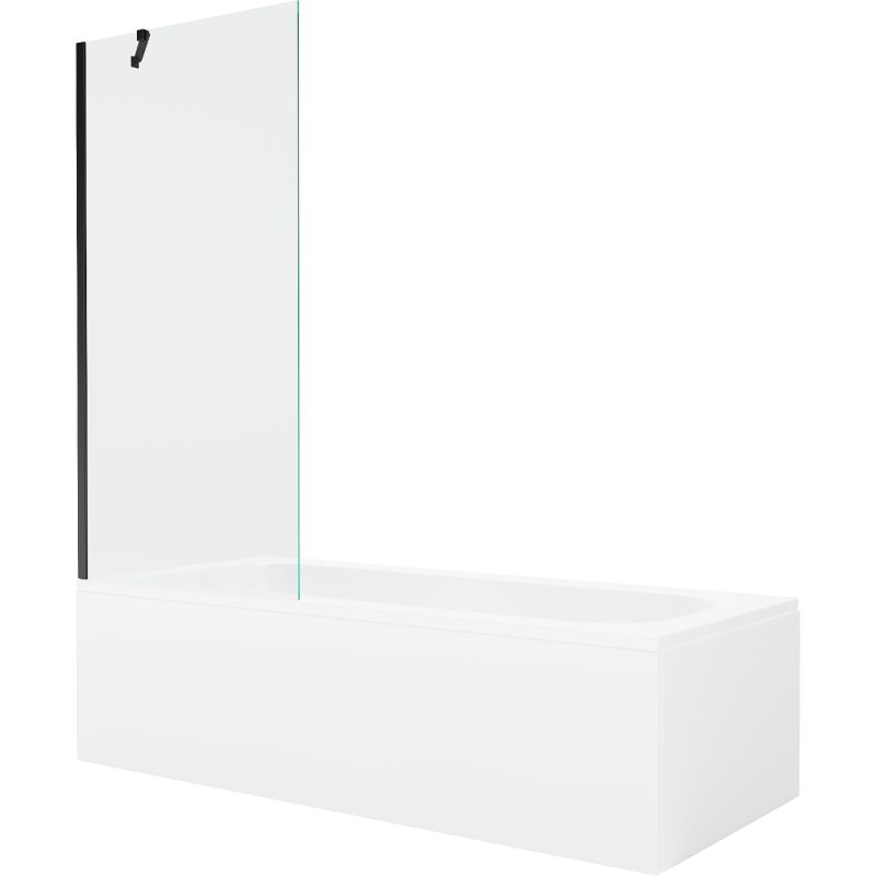 Wanna prostokątna Mexen Vega 180 x 80 cm z obudową i parawanem 1-skrzydłowym 80 cm transparent czarny 550118080X9508000070 1 szt.