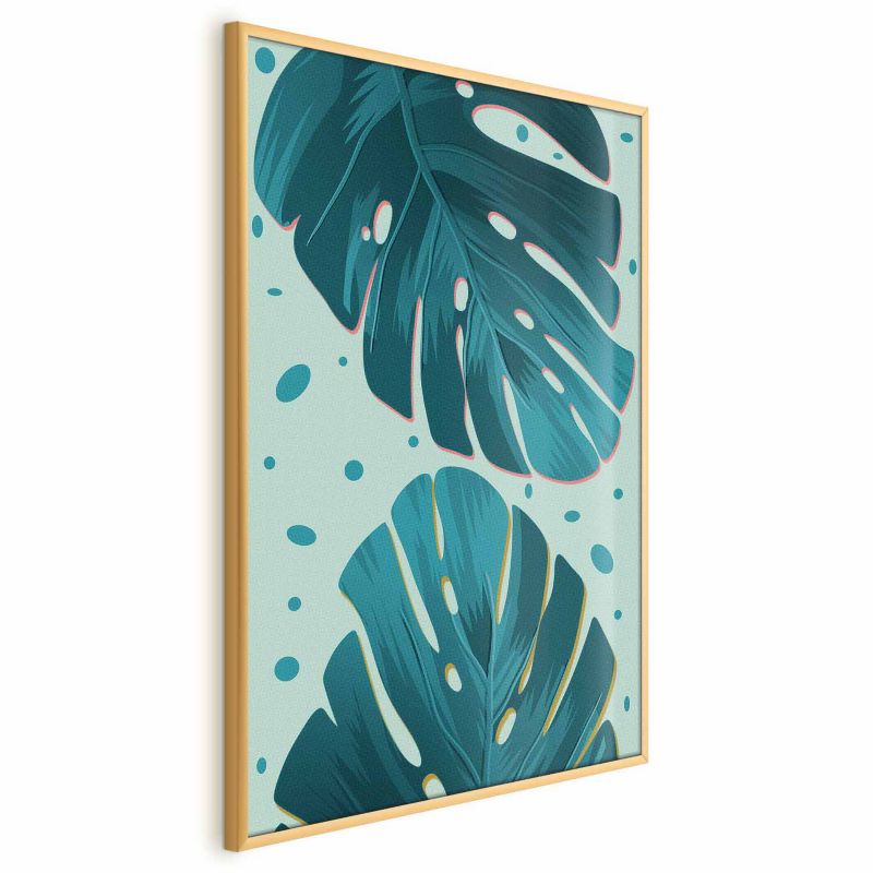 Plakat Artgeist Zroszone liście 29,7x42 cm z ramą złotą 1 szt