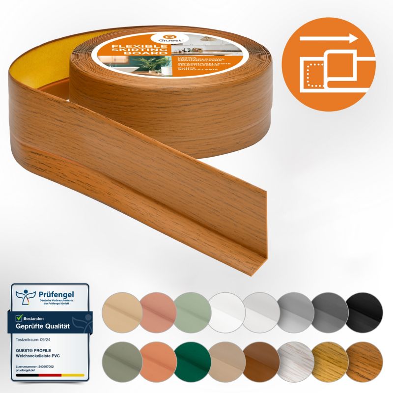Listwa przypodłogowa PCV 50x20mm, QUEST, samoprzylepna elastyczna, miękka listwa podłogowa, cokołowa, dąb rustykalny, 10m