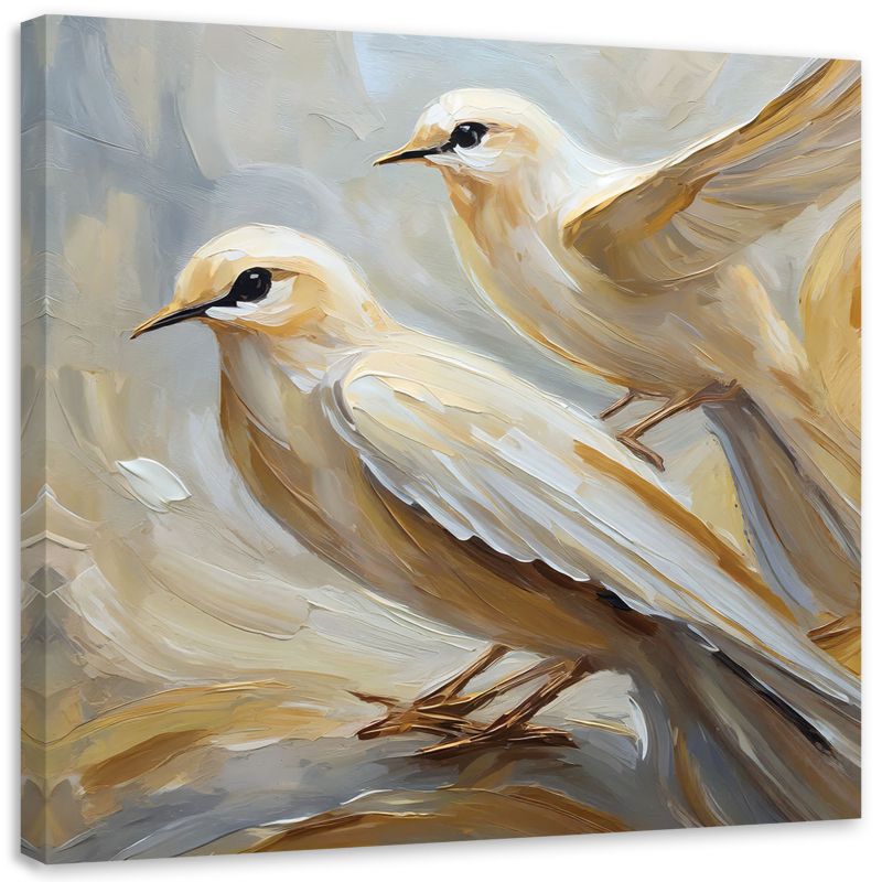 Obraz do salonu sypialni Feeby Beżowe Ptaki jak malowane 30x30 cm 1szt