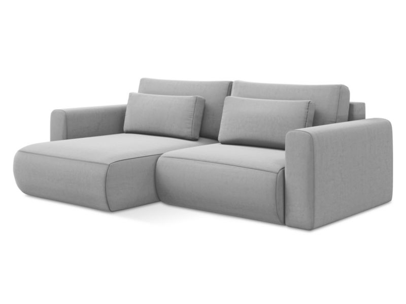 Narożnik lewostronny z funkcją spania Makamii Kapua z tkaniny welwetowej 240x149 cm szary 1 szt.