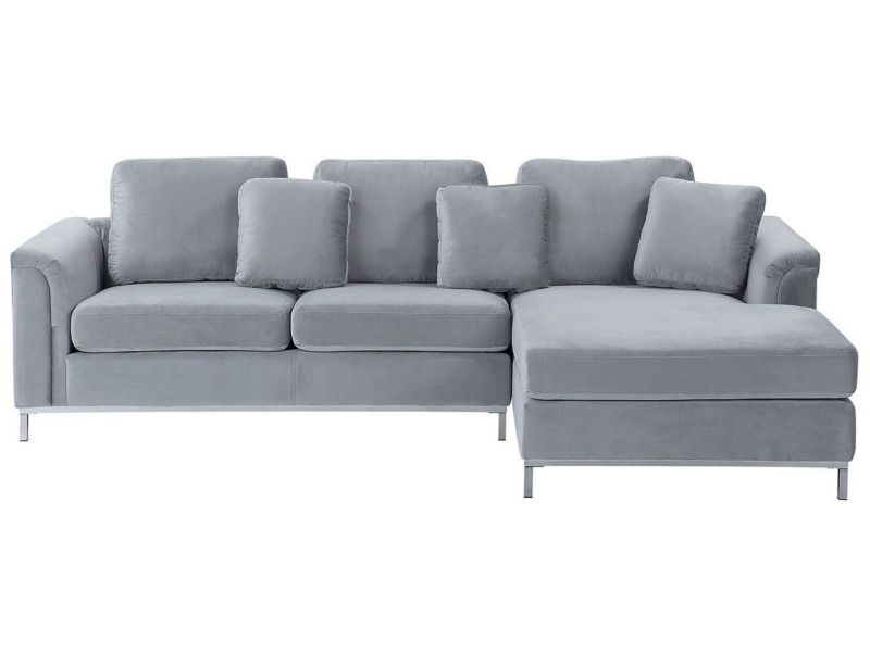 Sofa narożna lewostronna Oslo Szary Welur Lewostronny 1 szt.