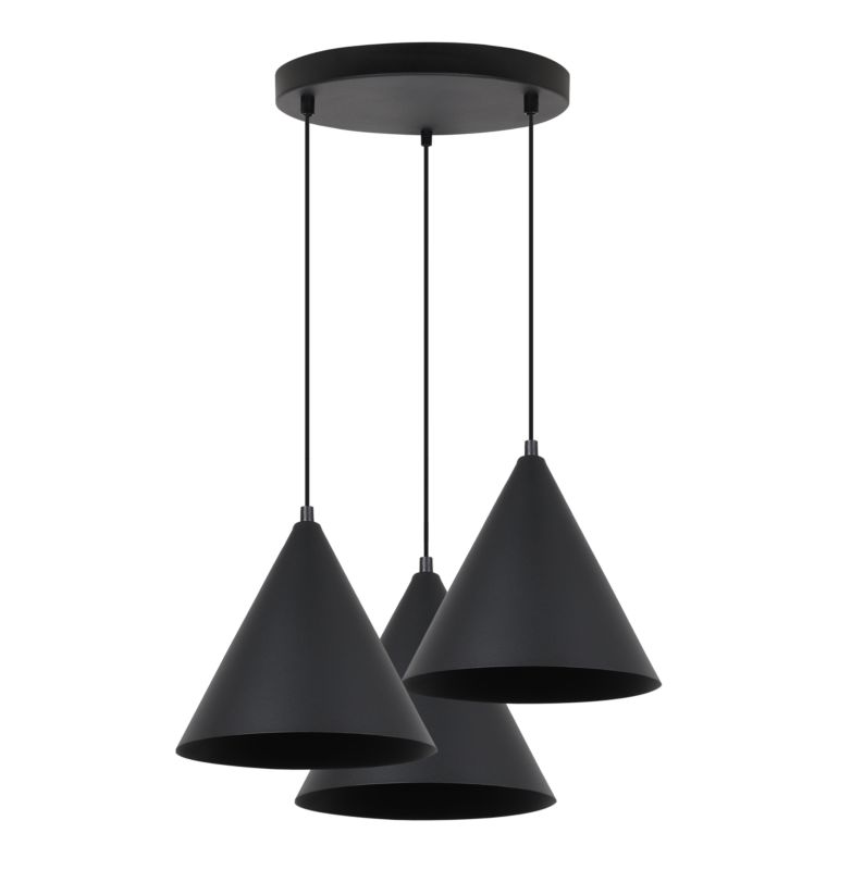Lampa sufitowa wisząca Light Home LH Soho 3x E27 60W klosz 25cm okrągła czarny 1szt.