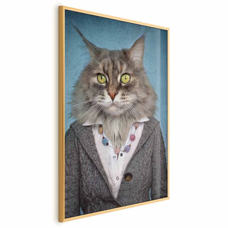 Plakat Artgeist Pani kot 60x90 cm z ramą złotą 1 szt