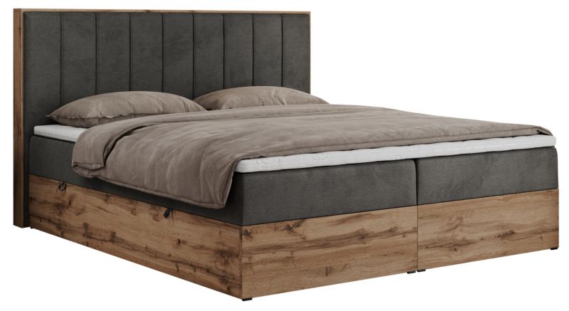 Łóżko kontynentalne MKS Meble BELLISSIMO 180x200 H3 ciemnoszary welwet 1szt.